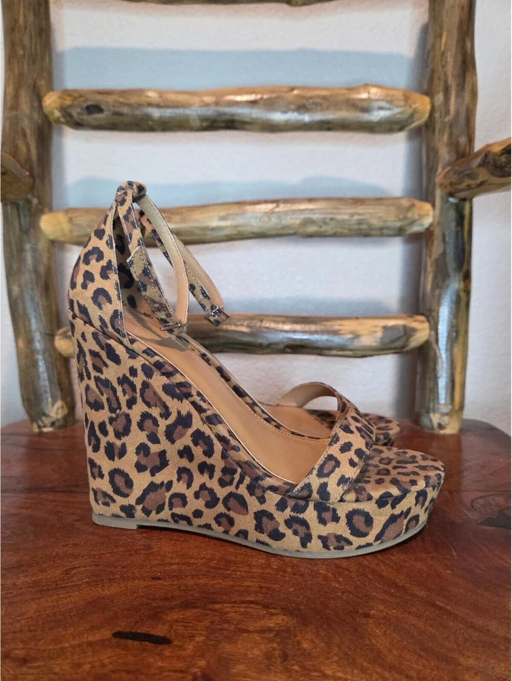 Forever 21 Leopard Print Platform Wedge Sandals